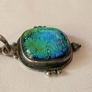 Dichroic Glass Pendant Set in Sterling Silver